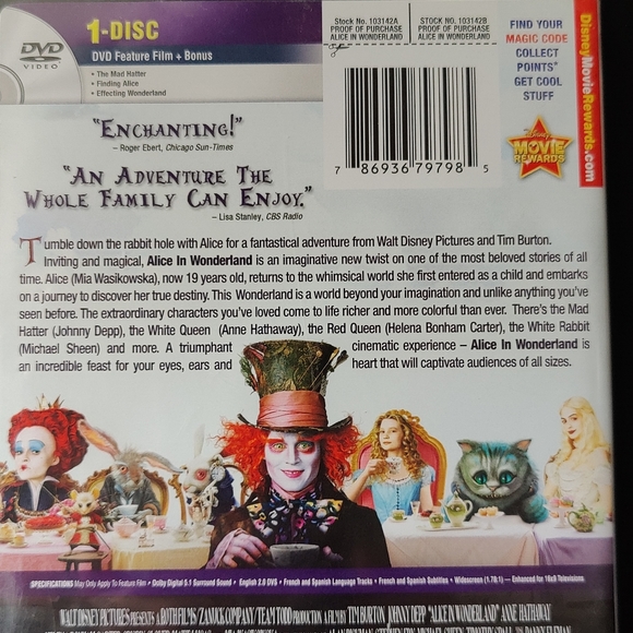 DVD | Disney's | Tim Burton's Alice in Wonderland - Picture 4 of 6